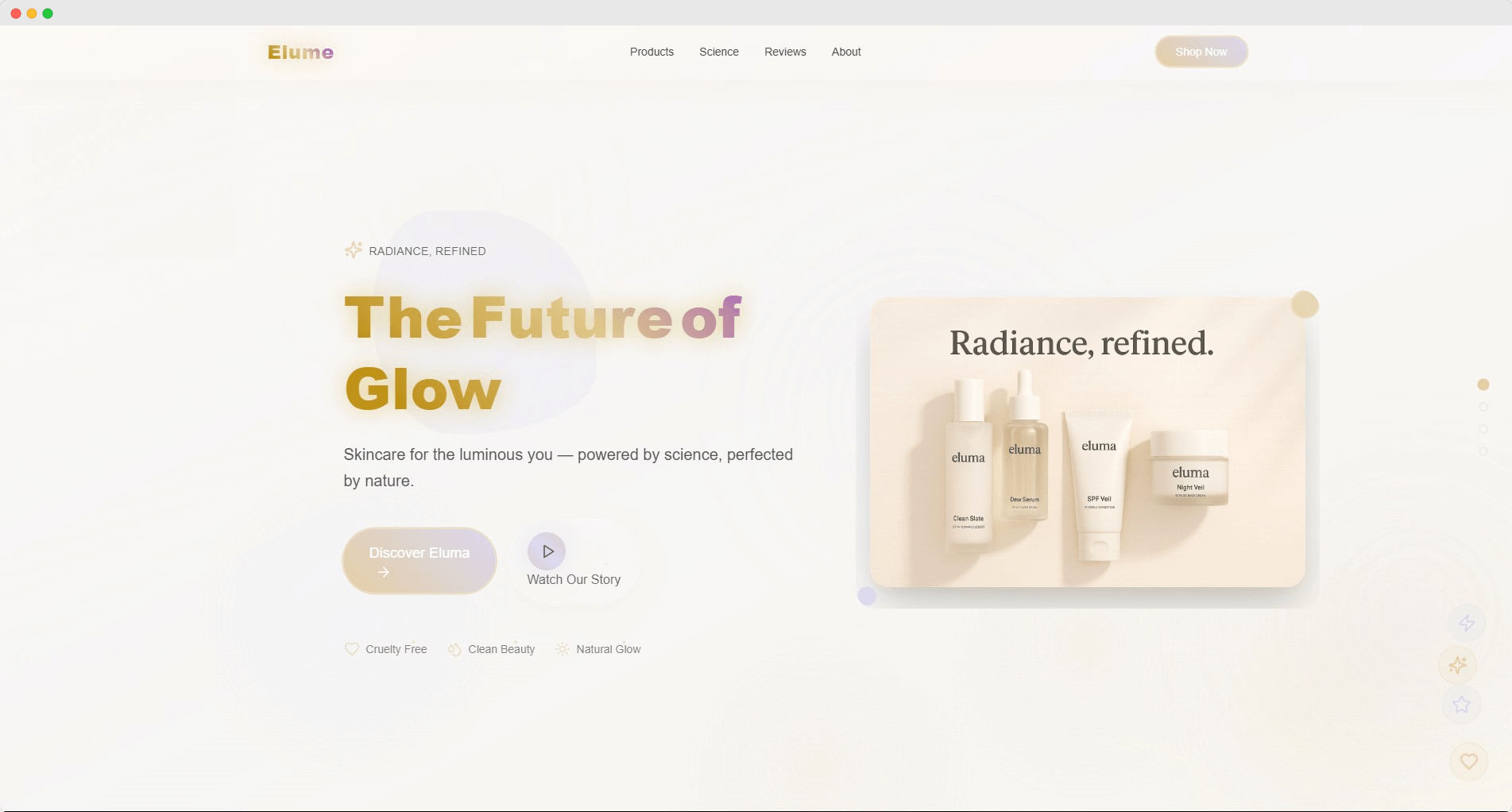 Elume Skincare Website