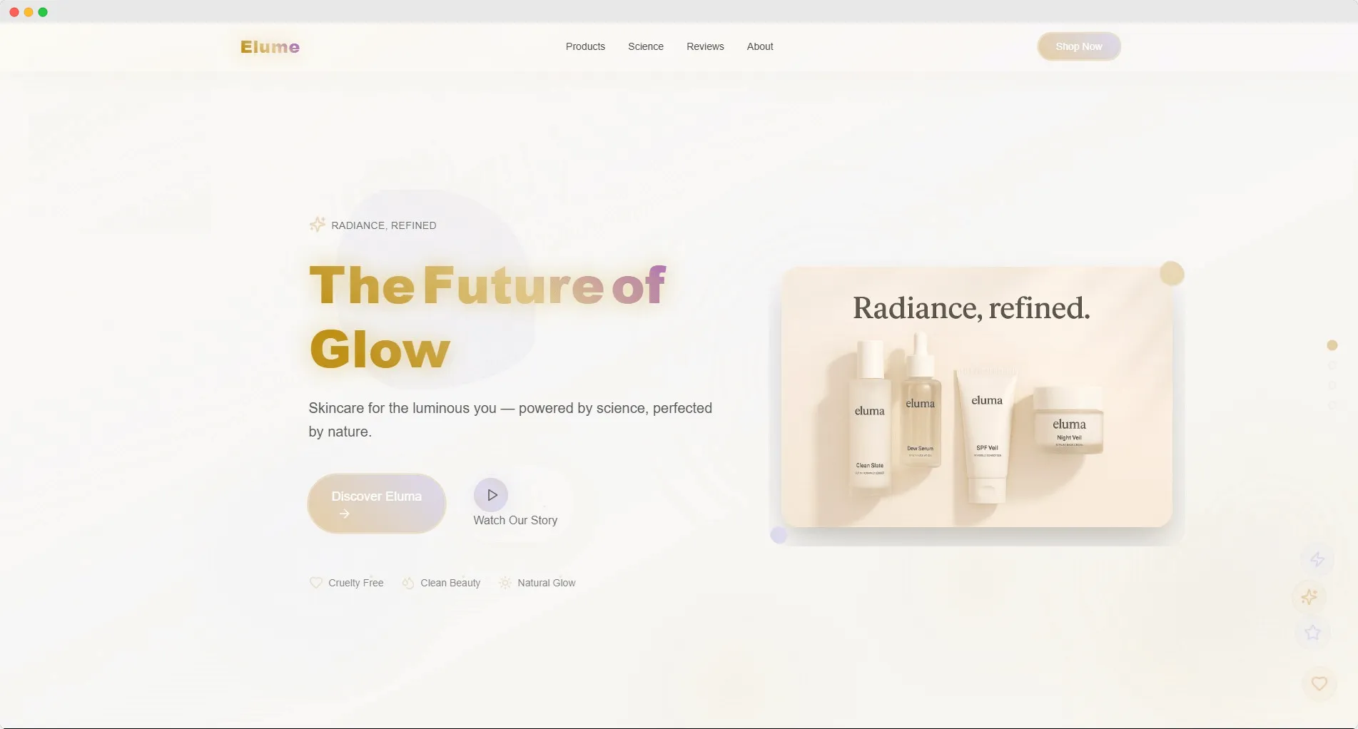 Elume Skincare Website