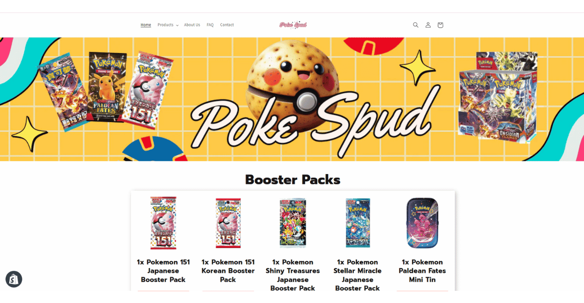 PokeSpud website mockup showing Pokemon-themed gaming interface